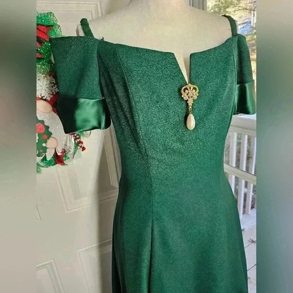 Vintage hunter green long prom dress size 8 ilgwu maxi - Picture 2 of 4